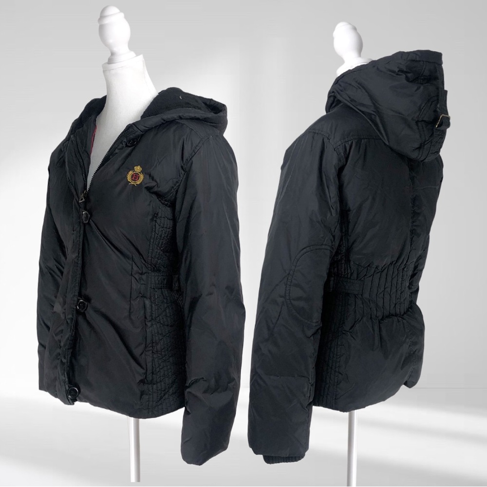 Tommy Hilfiger Insulated Puffer Hooded Belted Vintage Monogram Jacket Medium